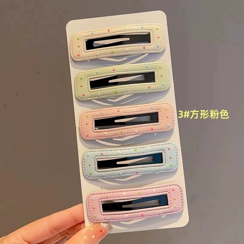 Hairgrip clip, Korean-style bangs hairpin, simple elegant faux-leather look, multi-color options