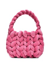 小红书新款绒布包diy手工编织包包水晶绒灌芯纱编织包手拎邮差包