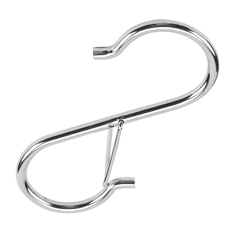 Металлическая пружинная S-образная цепочка S‑Hooks для кухни, ванной и спальни - ветроустойчивая, безопасность, черный или серебристый