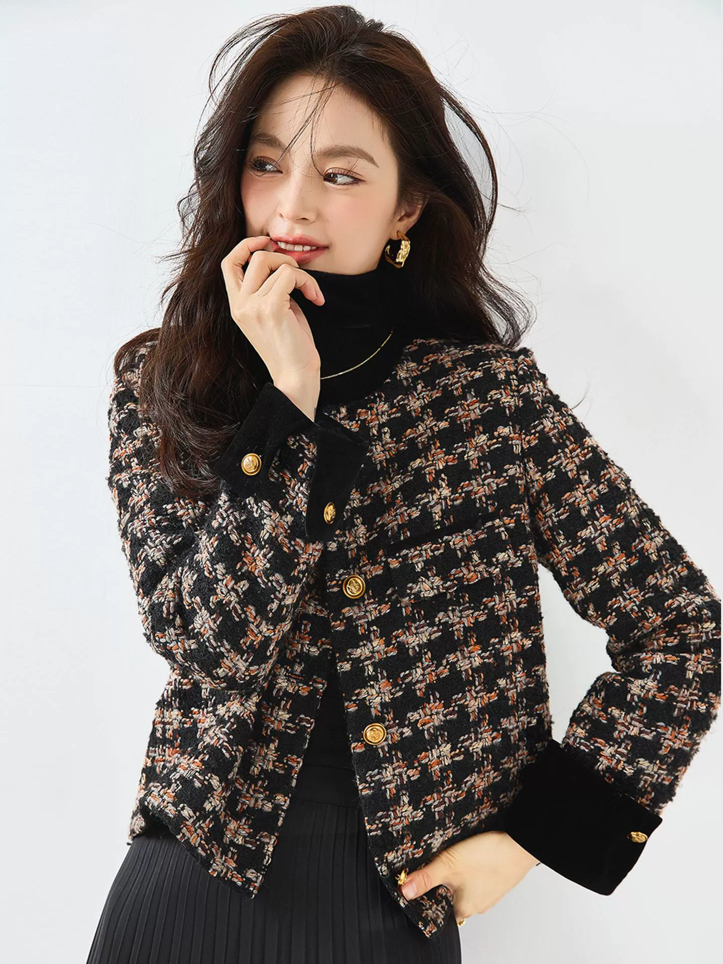 Классический ретро бархатная куртка, стиль Chanel