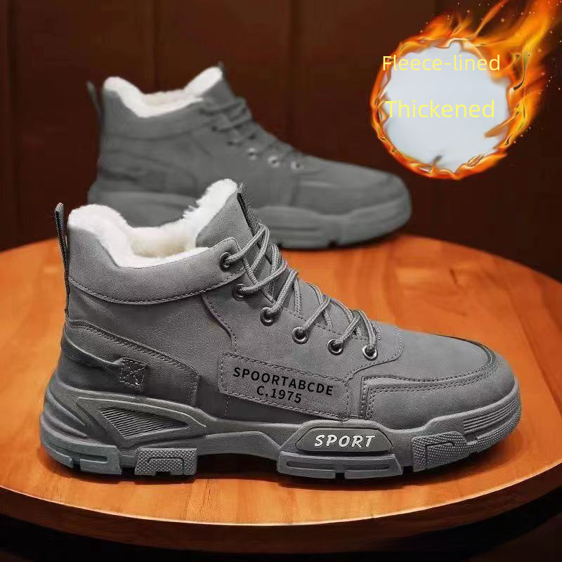 Vinterstøvler Herrestøvler med høy topp, snøstøvler til alle anledninger, fritidsstøvler, fleecefôrede, varme bomullssko, sikkerhetssko med tykk såle_voghion.com