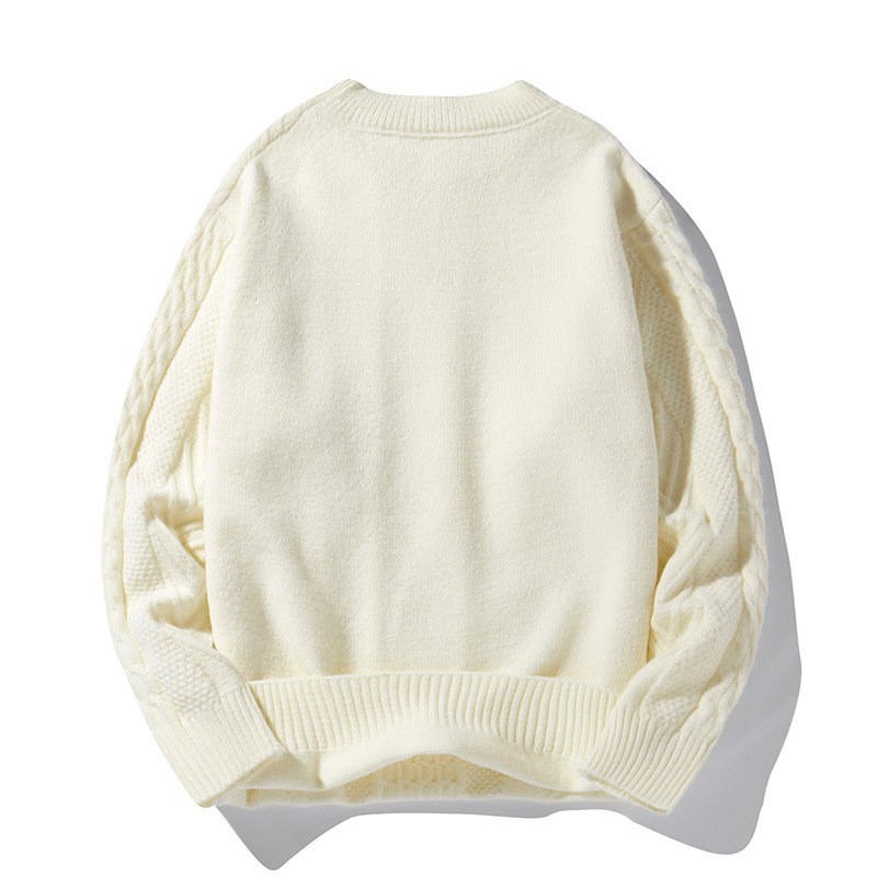 Grobstrickpullover für Herren – Oversized-Zopfstrickpullover, lässiger Winterpullover im Vintage-Stil für Herren (Weiß, Rosa, Schwarz)_voghion.com