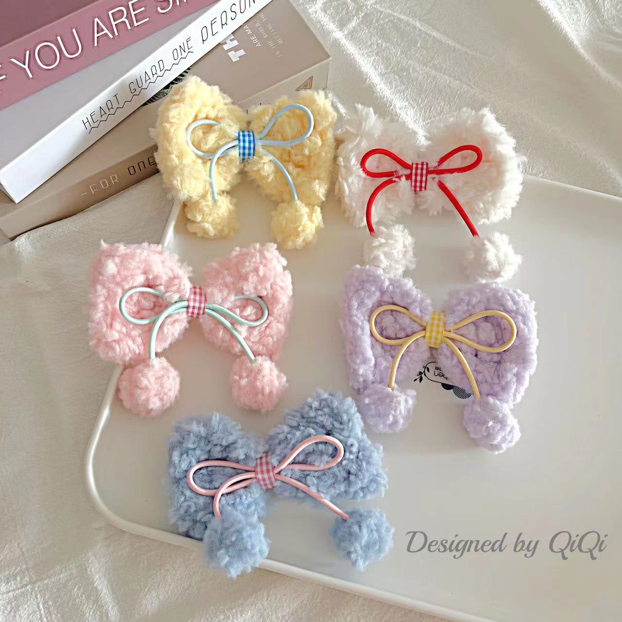 糖果色毛绒蝴蝶结半成品甜美布艺配件鞋花鞋扣发夹手机壳辅料批发