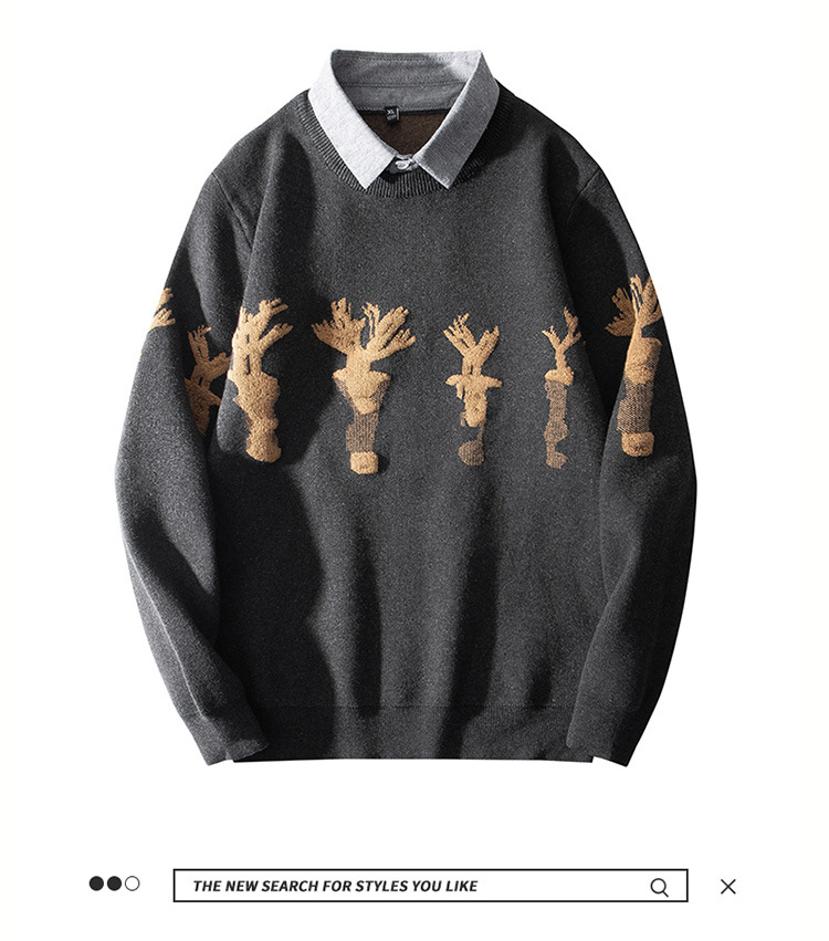 Men's Animal Print Jacquard Sweater For Men Winter Pullover_voghion.com