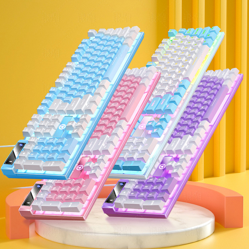 Plata tallada K500 juegos teclado cableado de color luminoso mecánico de escritorio accesorios de computadora Aliexpress