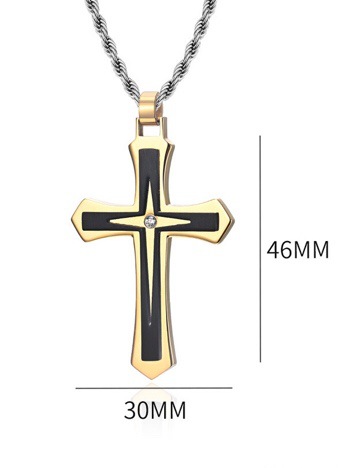 20g Weight Titanium Steel Pendant Material Pendant Necklace Classification Titanium Steel Chain Material Hip-Hop Retro Geometric Cross Titanium Steel Plating Unisex Pendant Necklace