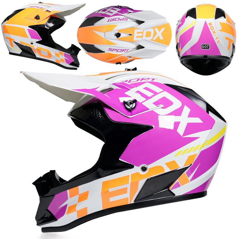 Motosiklet kaskı (dəbilqə): Motuoche Mountain Bike - gloss-white-orange-purple-goggles-gloves-mask-s