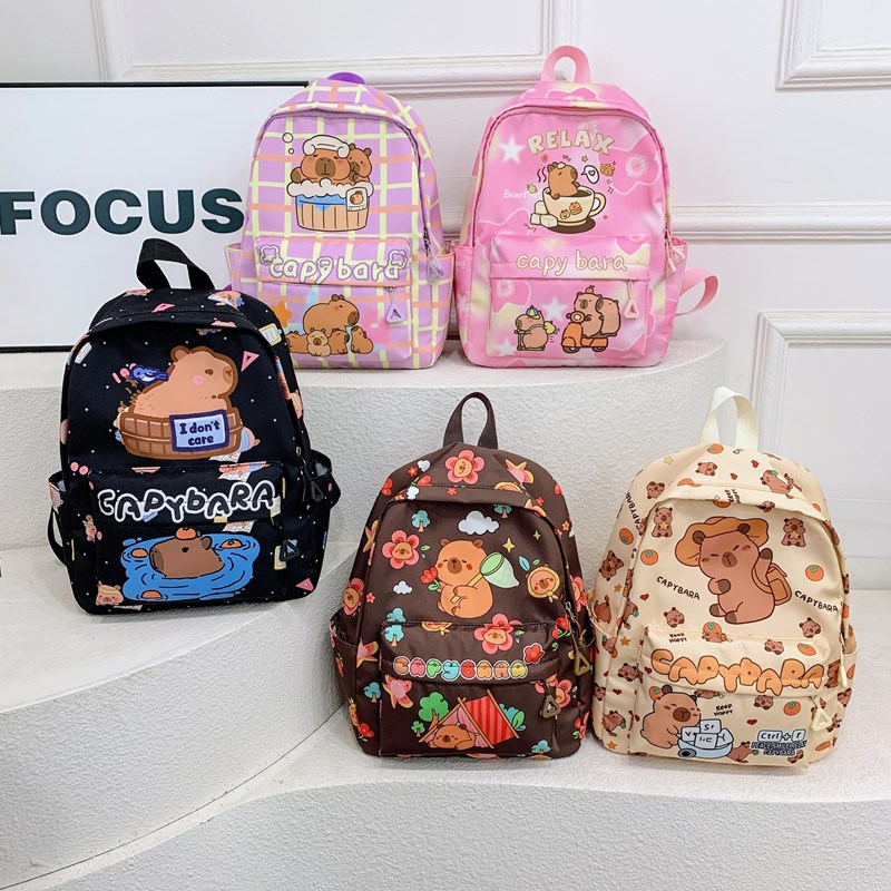 Nuevas mochilas transfronterizas para niños jardín de infantes para niños niñas lindas mochilas de dibujos animados al aire libre ocio capibara