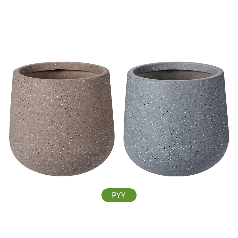 Maceta de plástico redonda de gran diámetro, cemento de imitación de moldeo por soplado grueso, maceta de plantas verdes grandes, maceta decorativa de flores de sala de estar