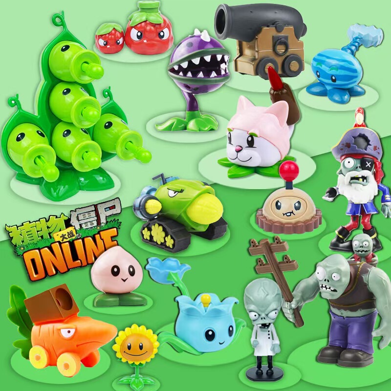 Authentic Plants Vs. Zombies Toys in Bulk Soft Rubber Pea Shooter Can Launch Ice Watermelon Doll Figure Bag