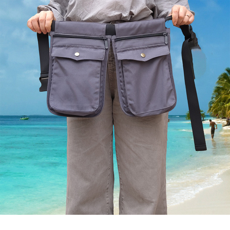 다크 그레이--중산 가방 플랩 지퍼---작은 가방 2개