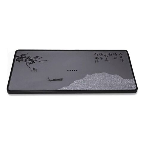 Natural Basalt Stone Tea Tray with Whole Piece Black Gold Stone, Large Stone Black Gold Stone Tea Sea, Simple Home Use Tea Table Logo Engraving