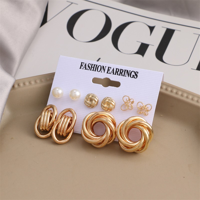 Fashion Irregular Butterfly Metal Plating Ear Studs 6 Pairs display picture 2