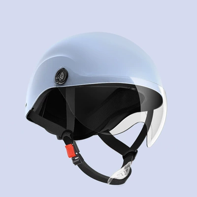car helmet unisex windproof half: Motosiklet kaskı (dəbilqə) - summer-helmet-frosted-blue-summer-helmet-transparent-mirror-one-size-fits-all