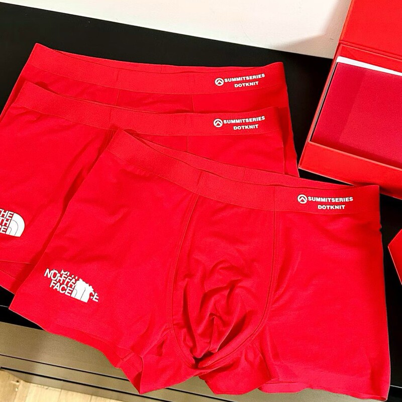 Foreign Trade Gift Box Tnf Three-Pack Zodiac Year Red Underwear Men's Wedding and New Year Red Boxer Shorts Cotton Boxer Shorts