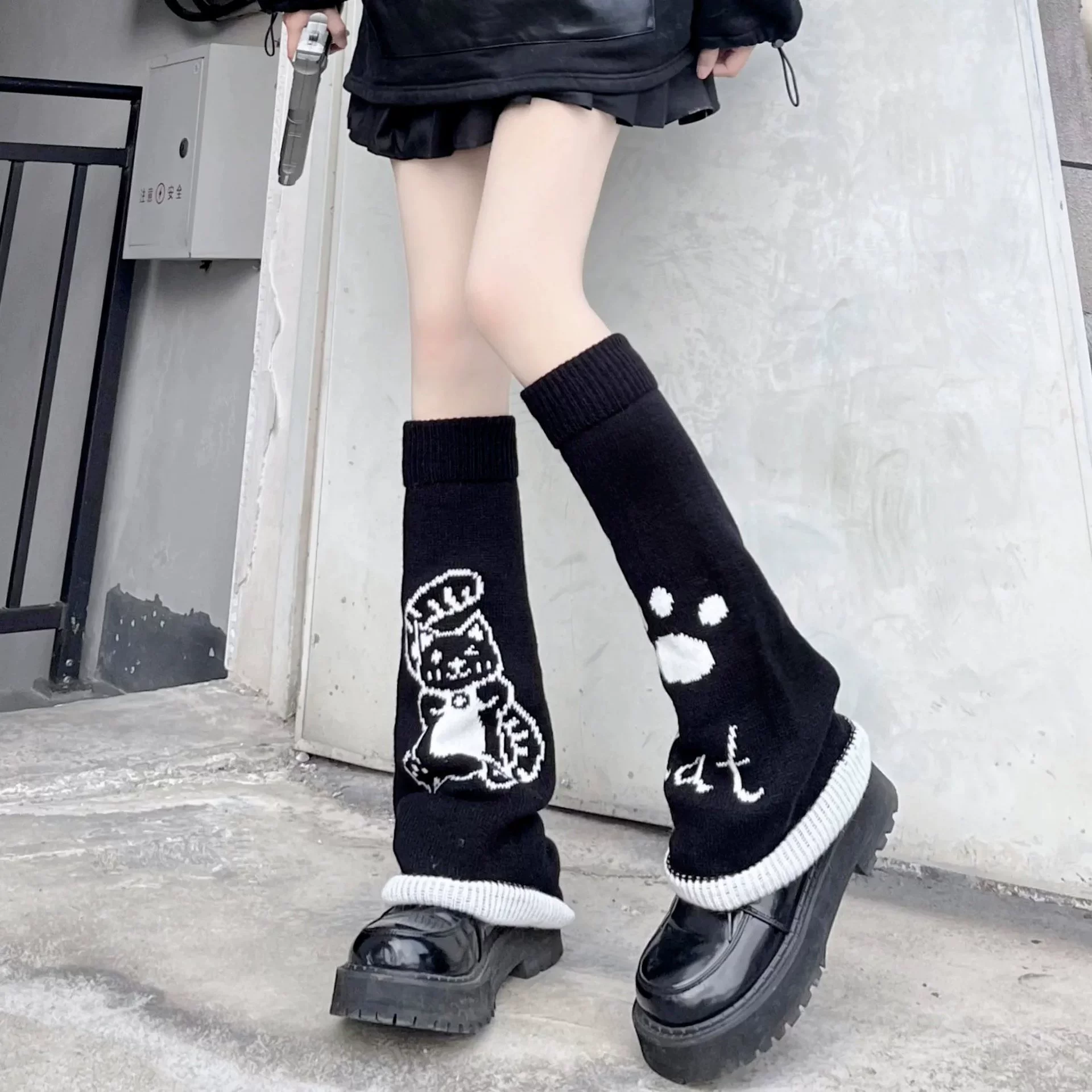 Cute Japanese knitted gaiters, mid-length, Lolita style