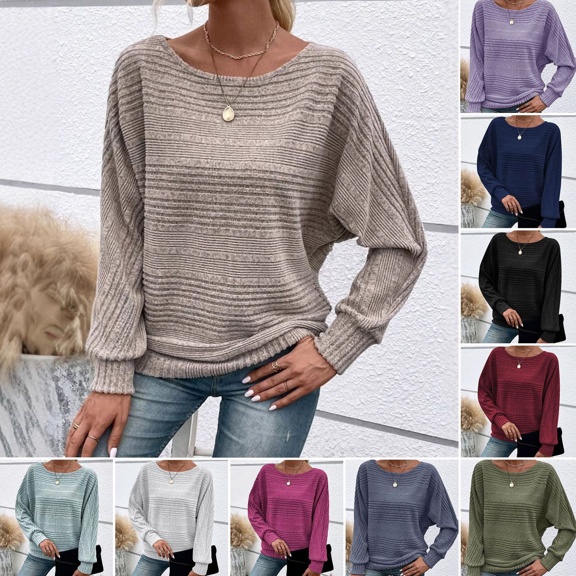 Demi-season comfortable long-sleeve with a round collar