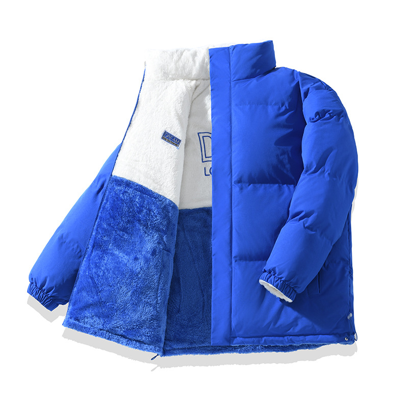 Transfronterizo doble cara de cuello vertical chaqueta de pluma de algodón para hombres y mujeres invierno nuevo chaqueta de cordero gruesa abrigo caliente de moda masculina