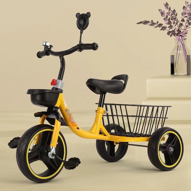 Triciclo infantil anticaída, bicicleta de bebé de 3-6 años, con canasto trasero, ideal para niños y niñas