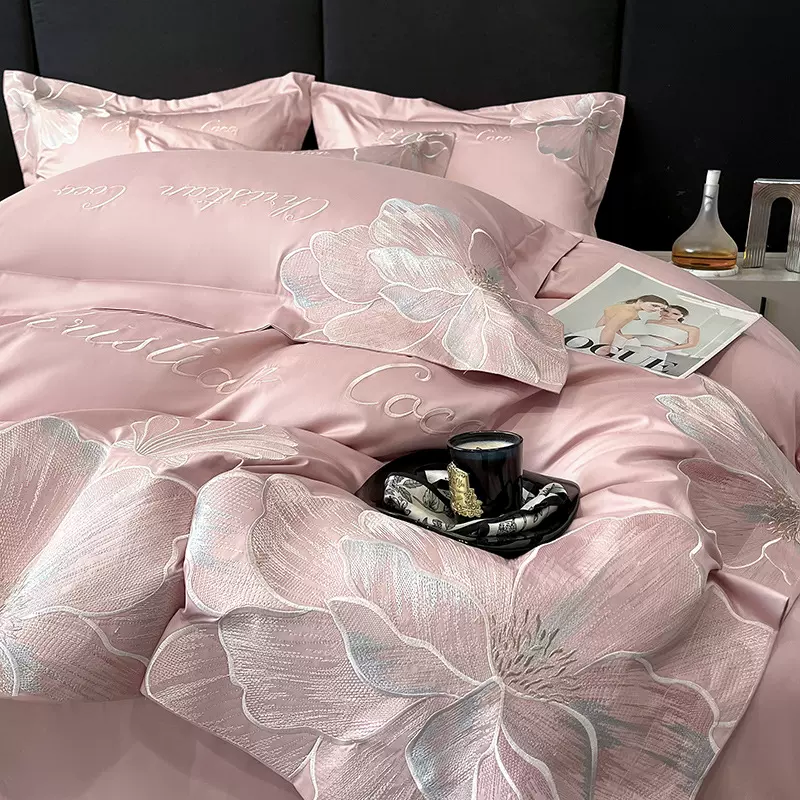 A类磨毛高端刺绣床上四件套亲肤棉轻奢高级感被套床笠款礼品团购4