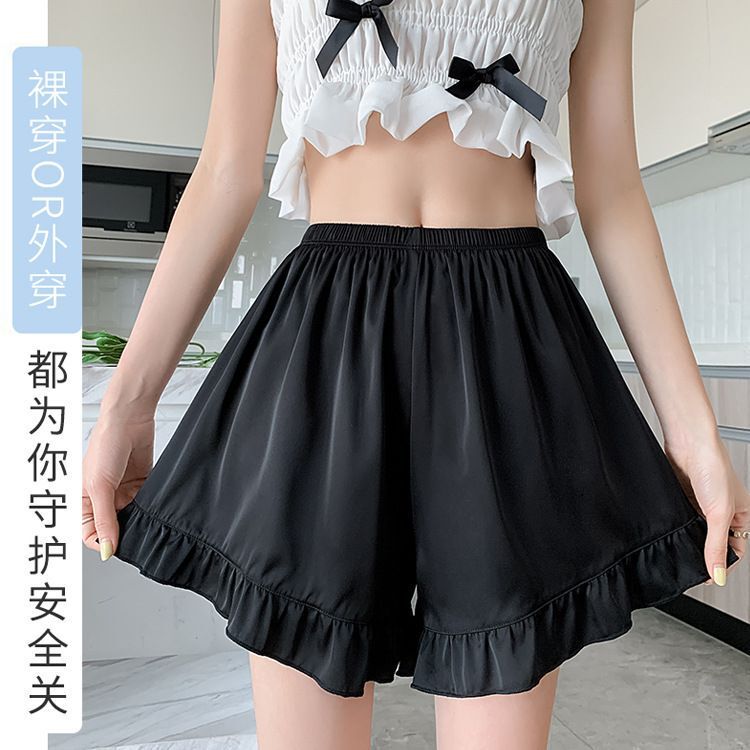 Ice Silk Safety Pants Women's Anti-running Light Summer Thin Outwardly Wearable Uncurled Loose Shorts Base Insurance