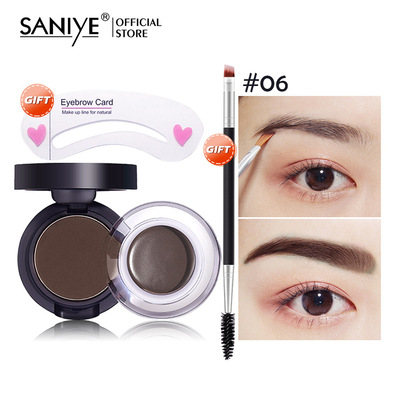 SANIYE跨境眉膏眉粉二合壹帶刷子易顯色防水防汗染眉膏帶眉卡
