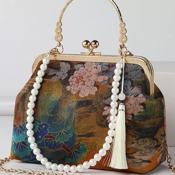 香云纱月牙包中年妈妈包斜挎包中国风复古抽绳百搭装饰手提包女包