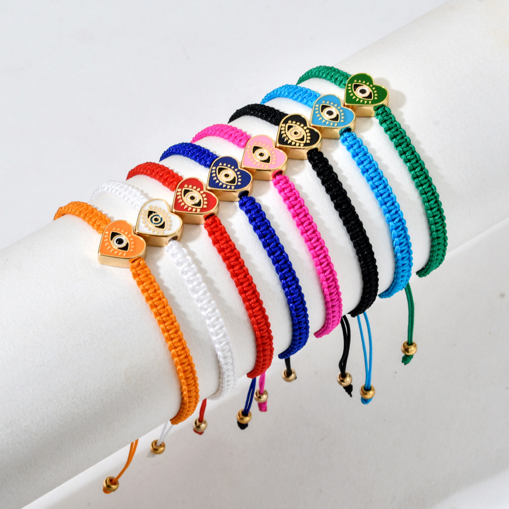 Travel Occasion Ethnic Style Devil's Eye Heart Shape Alloy Enamel Plating Women's Bracelets