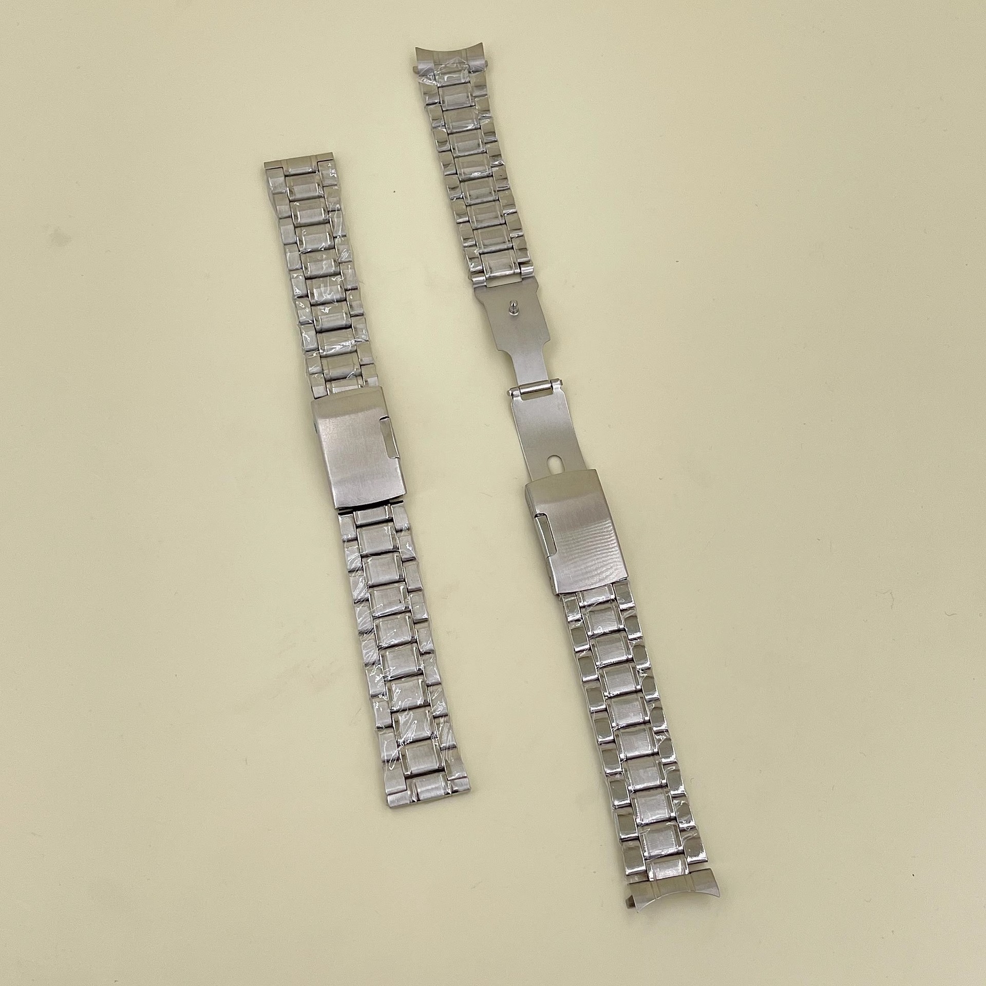 手表配件 不锈钢表带 单边按扣 包片钢带 男式手表链 平头 弯头