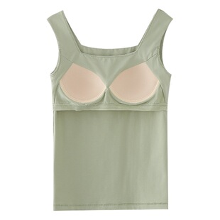 103 new square collar modal with chest pad camisole girls underwear cotton Mo base shirt women a generation of hair