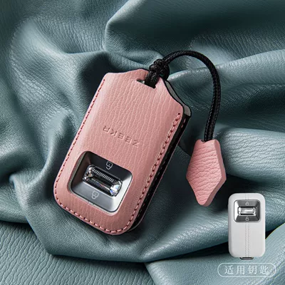 Key Holder for Men and Women, Car key bag - new-ji-krypton-double-contrast-color-version-cherry-blossom-pink-with-simple-rope