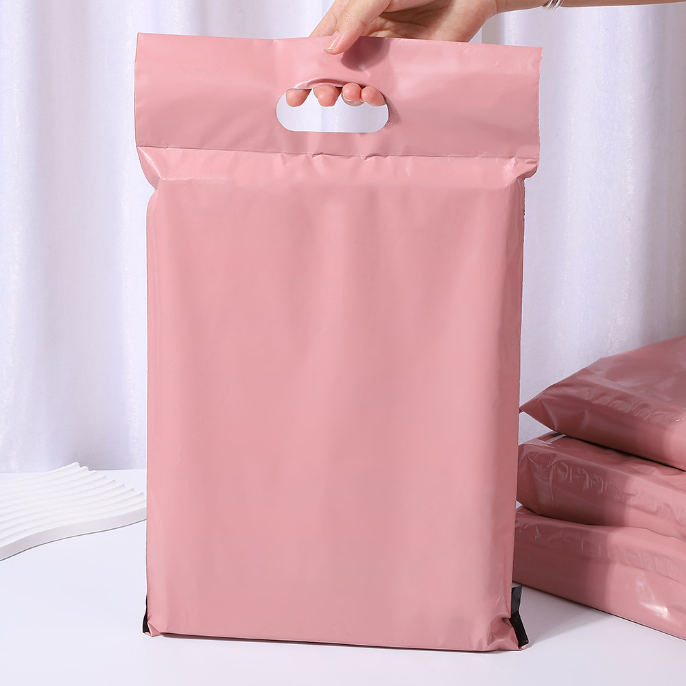 Bolsa de entrega rosa portátil, bolsa de embalaje de color de ropa PE gruesa, bolsa de transporte ecológico de gran capacidad, bolsa impermeable