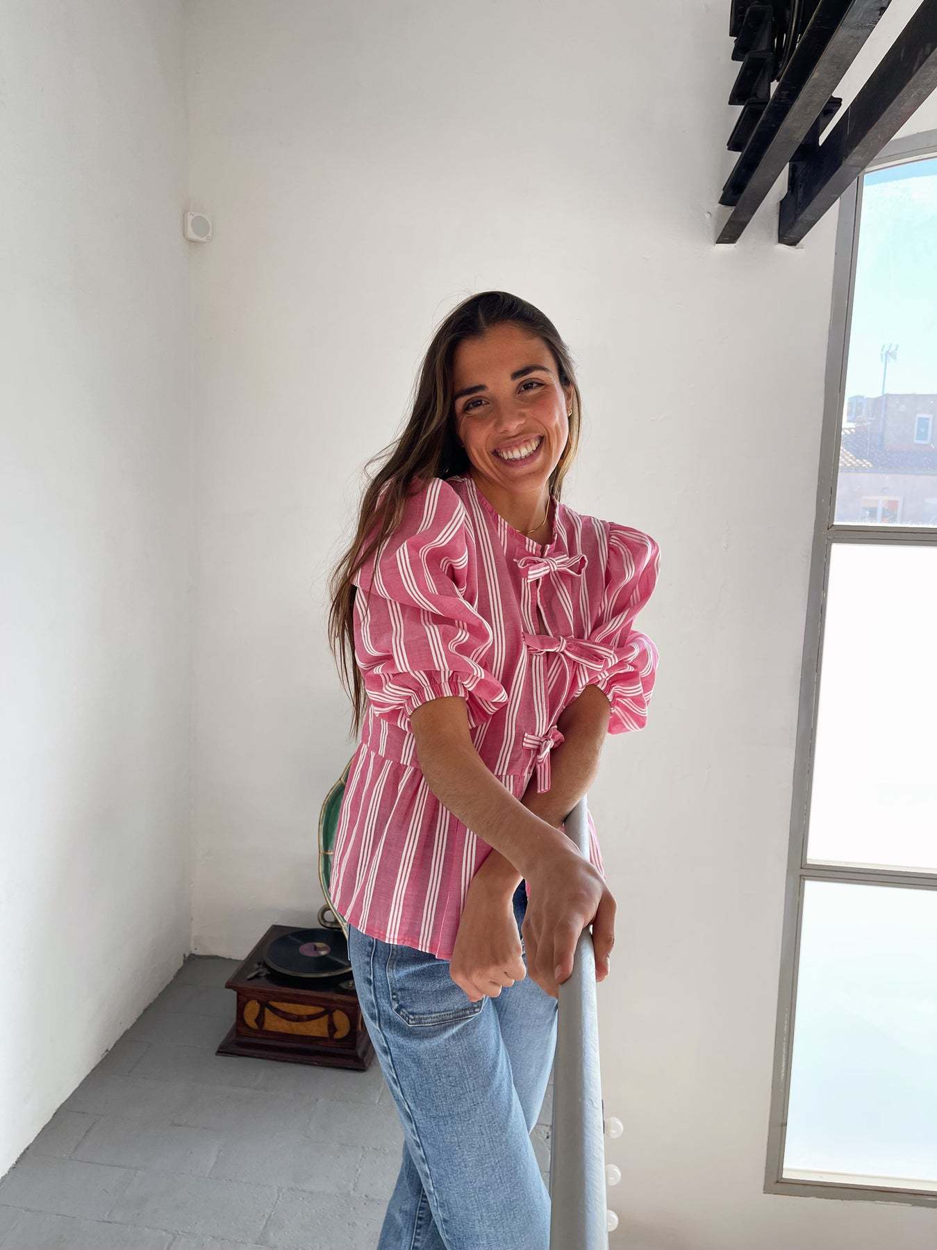 210g Weight Half Sleeve Sleeve Length Tie Placket Type Regular Sleeve Sleeve Type Polyester Fabric Type Regular Top Length Blouse Tops Type Holiday Occasion Round Neck Neckline Loose Fit Type Stripe Pattern Summer, Spring Season Women's Gender Streetwear Style Wholesale Women's Streetwear Stripe Half Sleeve Blouses 9