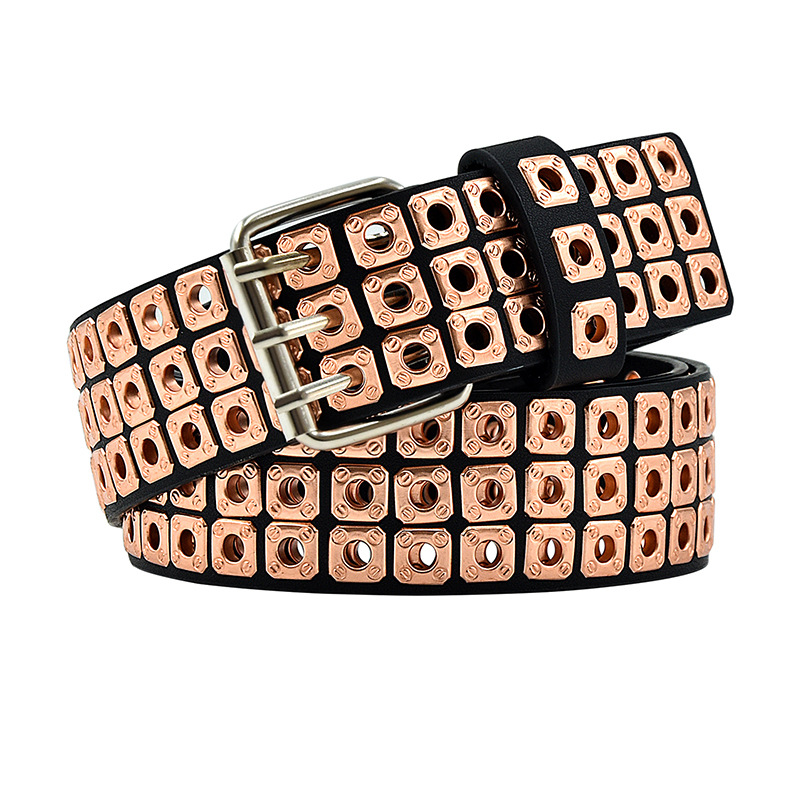 Retro Style Retro Color Block Pu Leather Alloy Men's Leather Belts