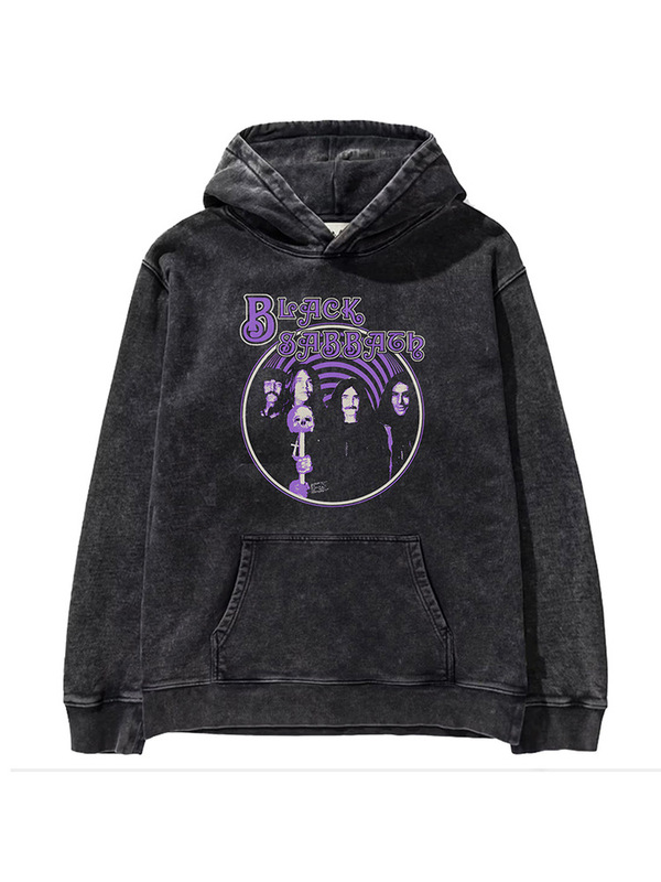 Black Sabbath Black Sabbath Dark Skull American High Street Washed Retro Hooded Sweatshirt for Men