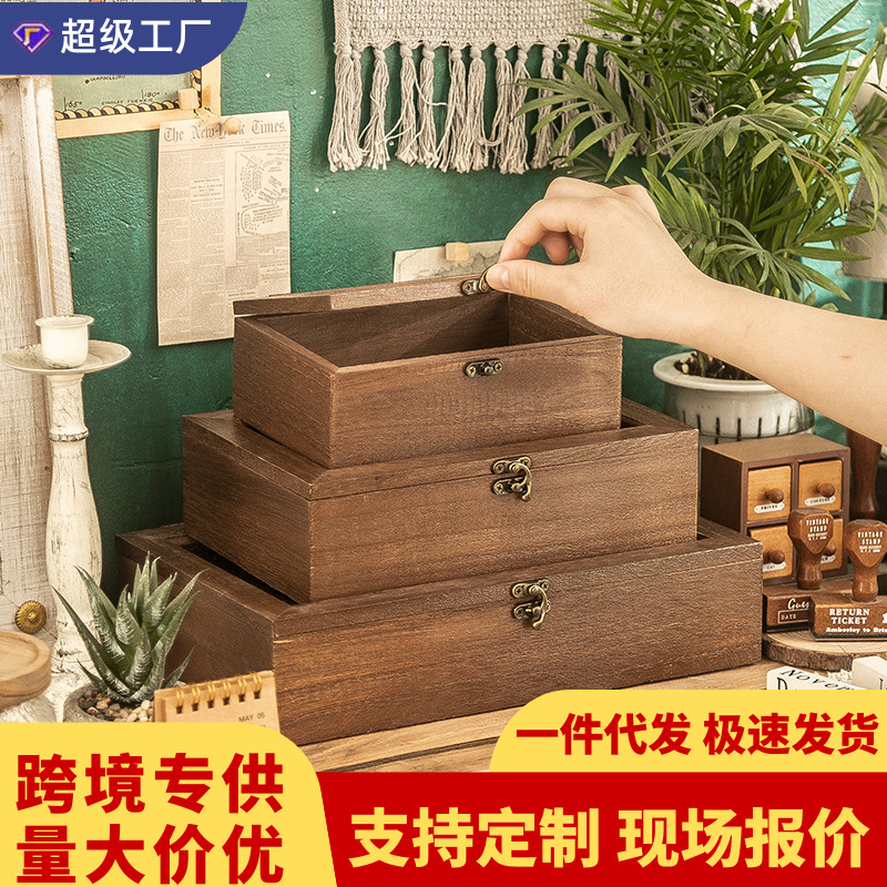 Desktop Cosmetic Storage Box Begonia Flower Glass Black Walnut Color Wooden Jewelry Lipstick Key Finishing Box Dust-proof