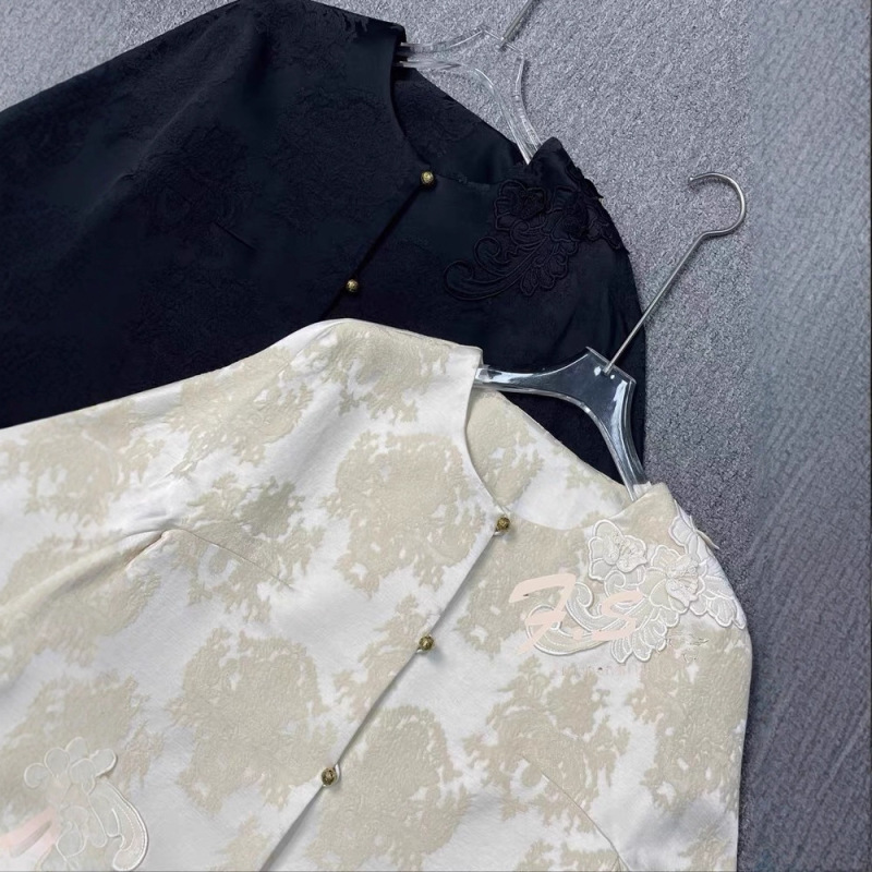 南油代发2025新品时尚新中式提花人丝外套宽松百搭开衫上衣不退换|undefined