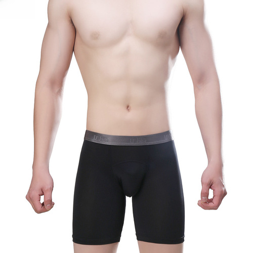 Thin Sports Training Anti-Matting Leg Breathable High-Elastic Satin Ice 6-Inch Anti-Matting Men's Four-Point Underwear 14015