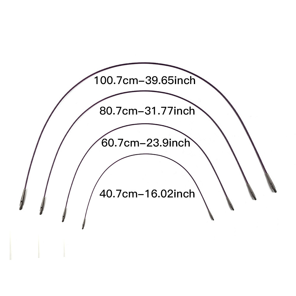Agujas de suéter transfronterizas de aleación de aluminio púrpura desmontables set de aguja de anillo 100MM longitud un conjunto de 13 tarjetas de pago