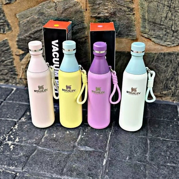 Nueva botella de coja transfronteriza con cuerda, botella de boca pequeña, taza de agua deportiva, taza de aislamiento de acero inoxidable 304 al aire libre de Amazon