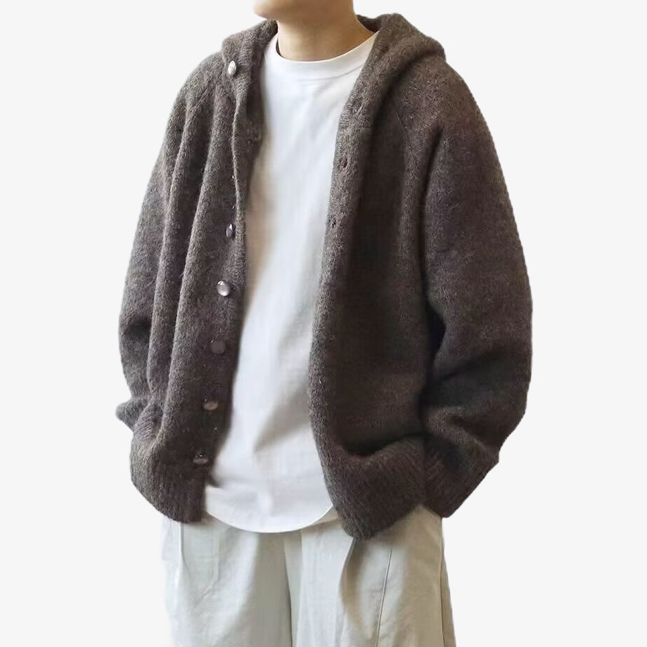 Explosiones transfronterizas de tamaño grande europeo con capuzas cardigan chaqueta suéter de punto hombre perezoso viento viejo fábrica de viento de dinero al por mayor