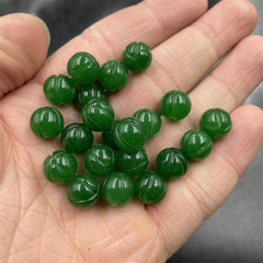 平價玉器 DIY飾品配件碧綠色玉石南瓜珠散珠 蓮花珠 玉珠散批