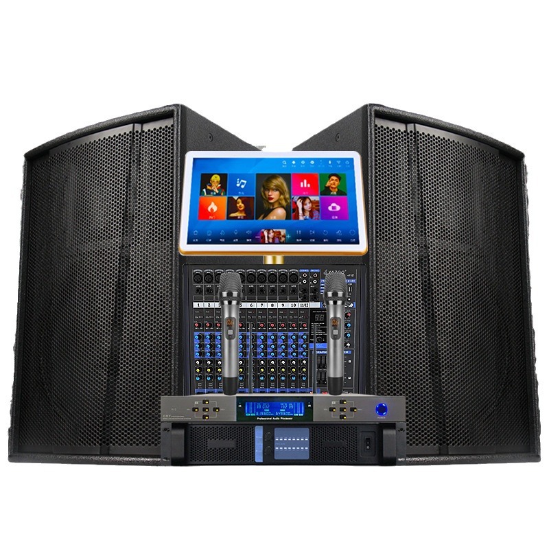 Venta al por mayor personalizado 15 pulgadas altavoz de escenario profesional al aire libre rendimiento de la boda casa karaoke equipo de audio traje