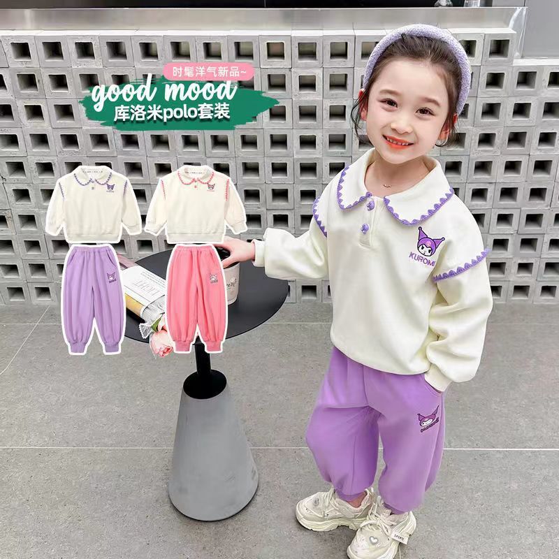 女童套装秋装儿童加绒加厚秋冬款时髦洋气小女孩网红休闲两件套