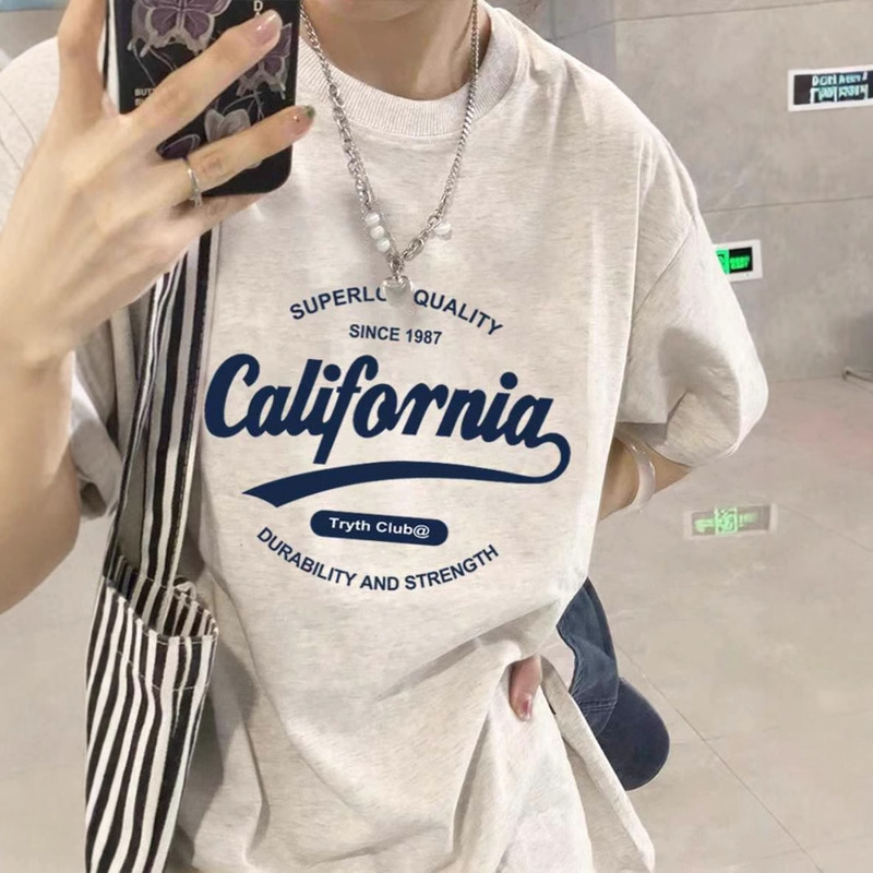 chubby girl plus size short sleeve T-shirt women 300kg summer loose cotton American retro Joker niche heavy white gray chubby girl plus size short sleeve T-shirt women 300kg summer loose cotton American retro Joker niche heavy white gray