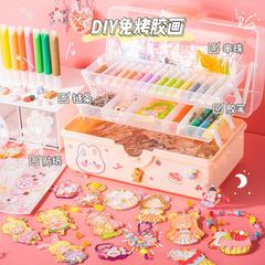 Bake-free glue painting children's toys girls handmade diy castle coloring painting materials baked painting crystal Christmas
