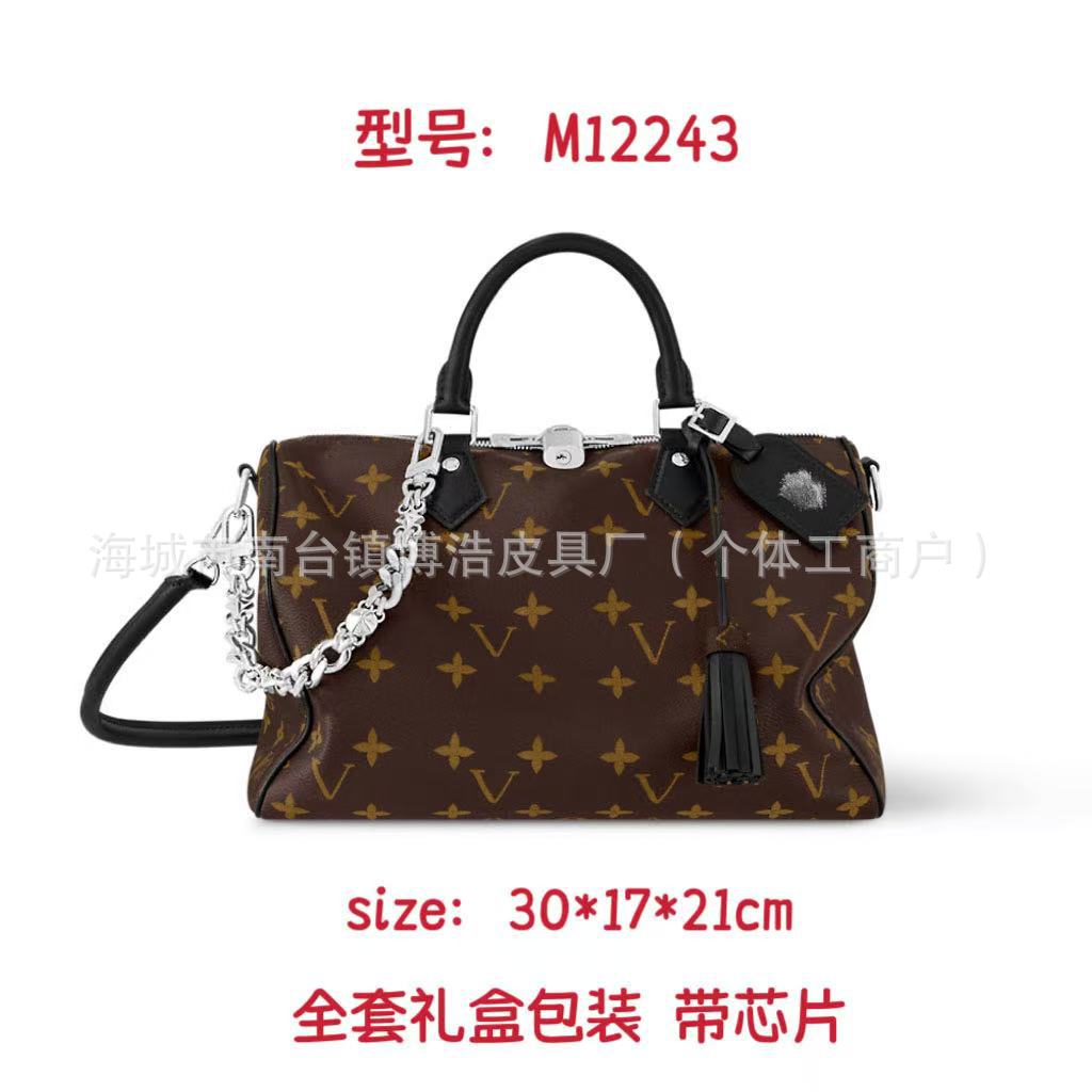 New Monogram Shoulder Bag Speedy 30 Crossbody Boston Pillow Bag Large Capacity Daily Commuter Bag For Women - Thumbnail 3