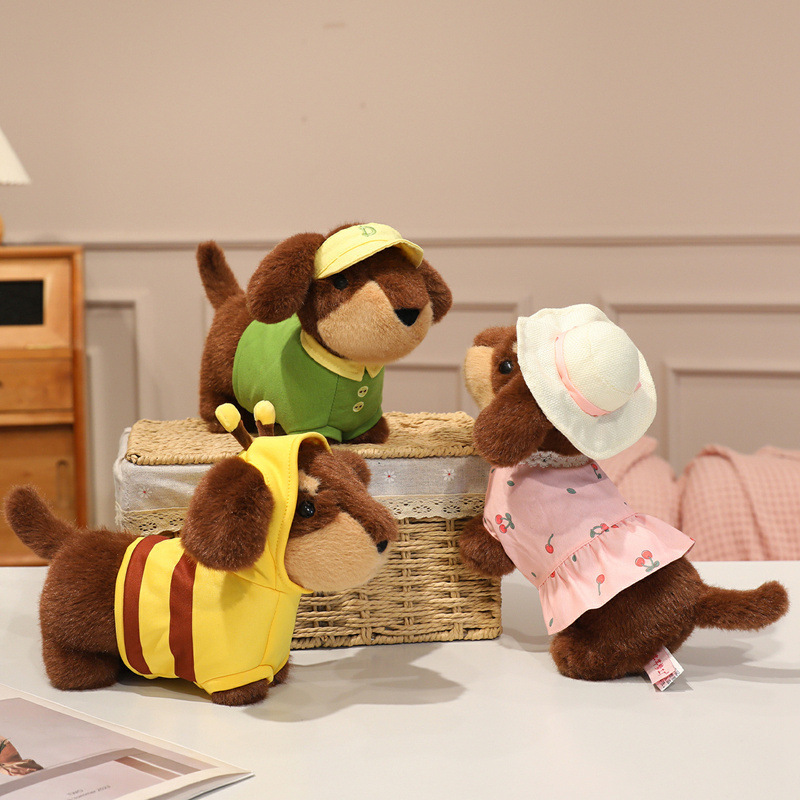 Transfronterizo nuevo juguete de peluche de perros simulados Teddy perro mimará el mercado nocturno de salchicha chica muñeca regalo