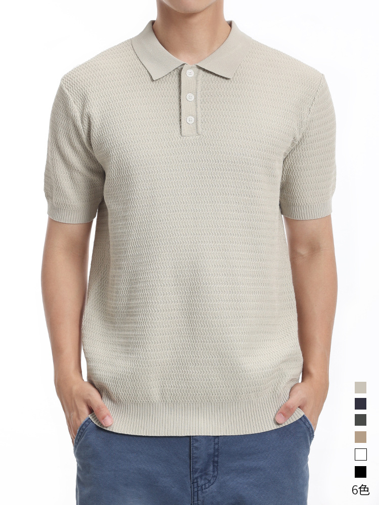 Hombres de alto nivel, camiseta de polo de hielo de punto, camiseta de verano de negocios, camiseta casual, ropa de hombre