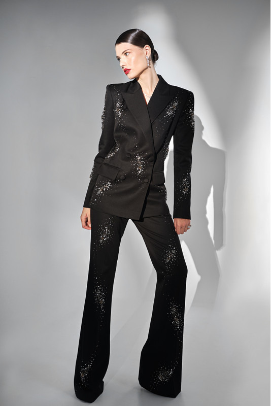 Women's Clothing In stock 2024 celebrity fashion new heavy beaded hot diamond suit jacket trousers suit two piece suit_voghion.com